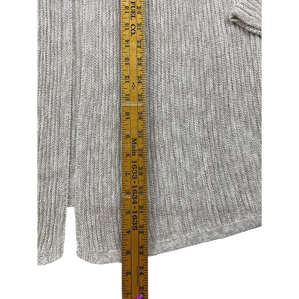 Tahari Womens Linen Blend Open Front Knit Cardigan Textured Beige Lightweight XL - Picture 10 of 11